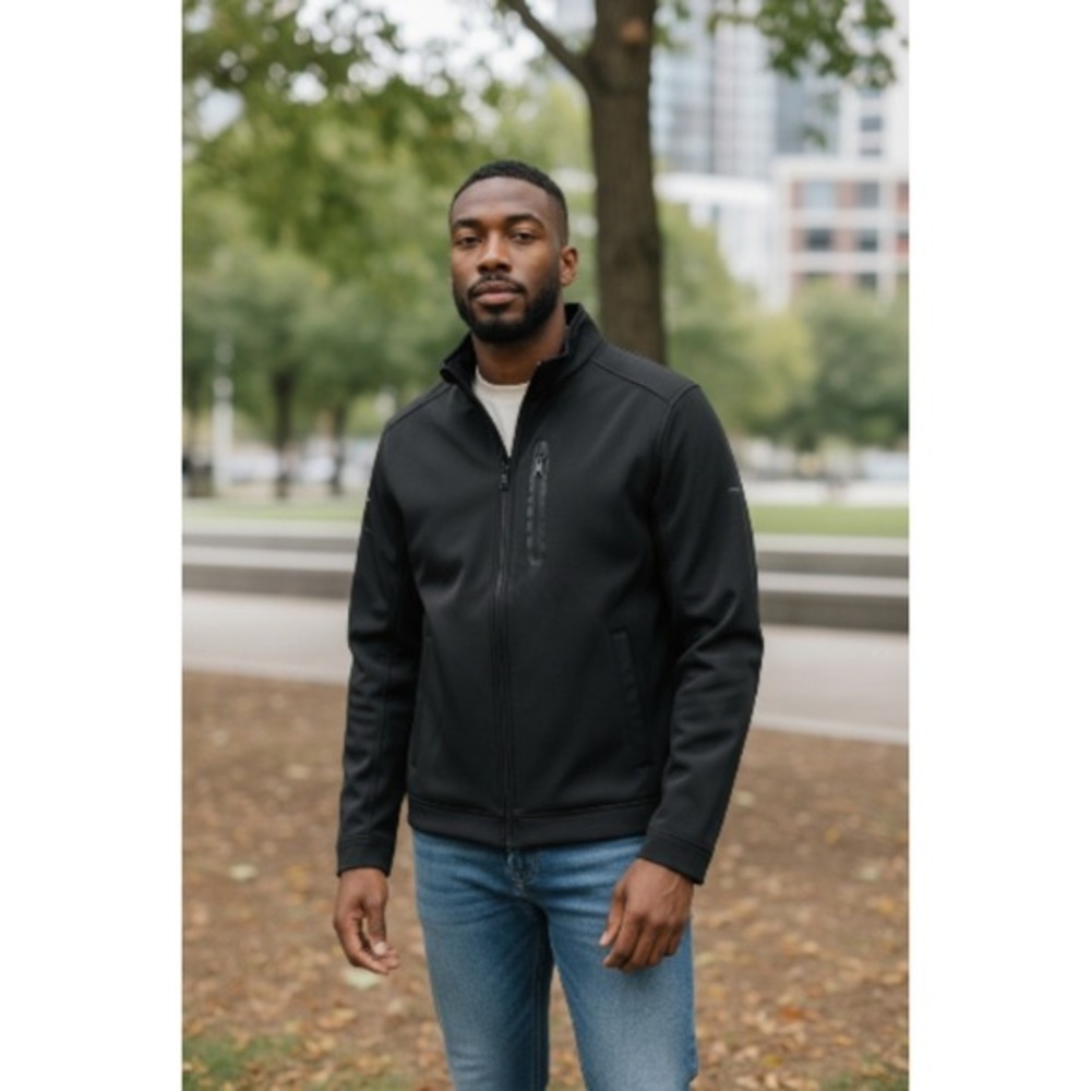 Nautica Mensโ Softshell Jacket Black Water Resistant Windbreaker XL Outdoor